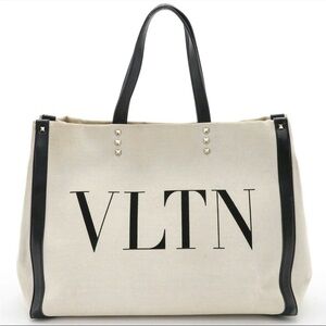 Authentic Valentino Rockstud Logo Tote Large